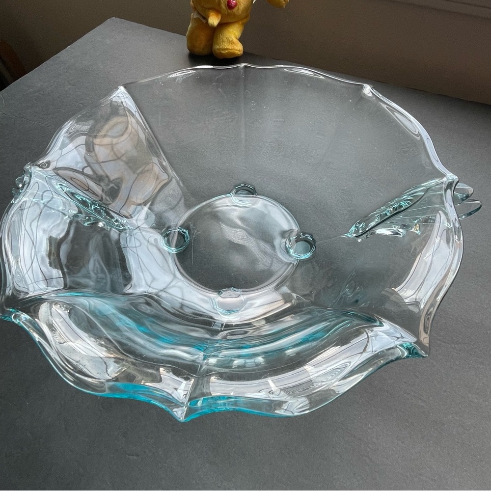 Glass Bowl Double Bow Handle Serving Bowl‎ Holiday Party